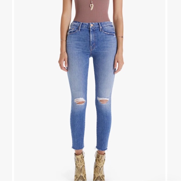 MOTHER Denim - MOTHER The Looker Ankle Fray Distressed Blue Skinny Jeans Size 27
